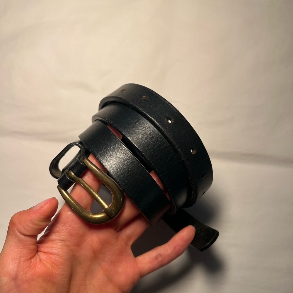 Levi's Black Leather Belt with Brass Buckle